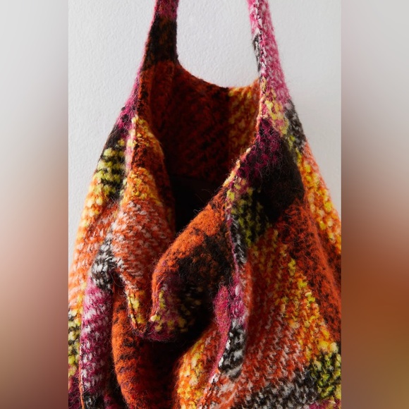 Anna Sui Plaid Tote Bag-Magenta Multi - Picture 7 of 9